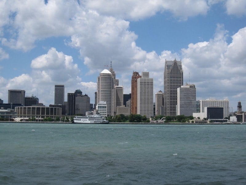 The Detroit skyline.