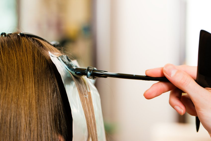 woman gets new hair colour