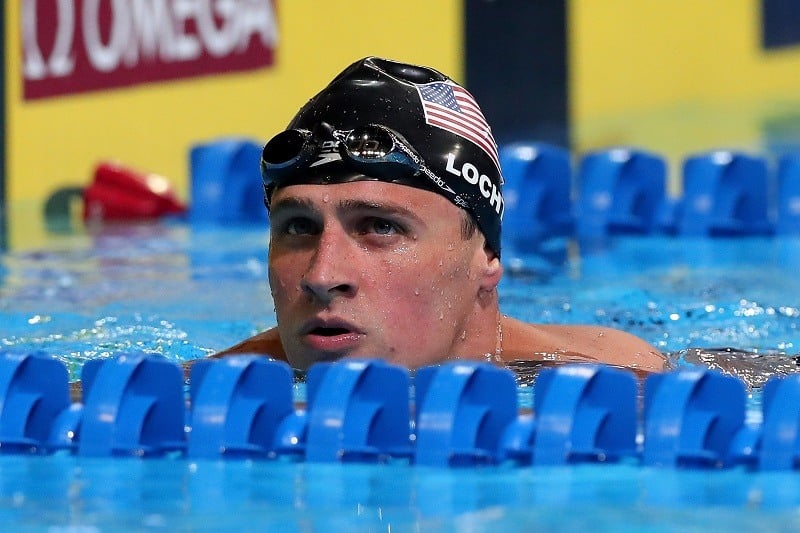 Ryan Lochte of the United States reacts after the final heat for the Men's 200 Meter Individual Medley in Rio