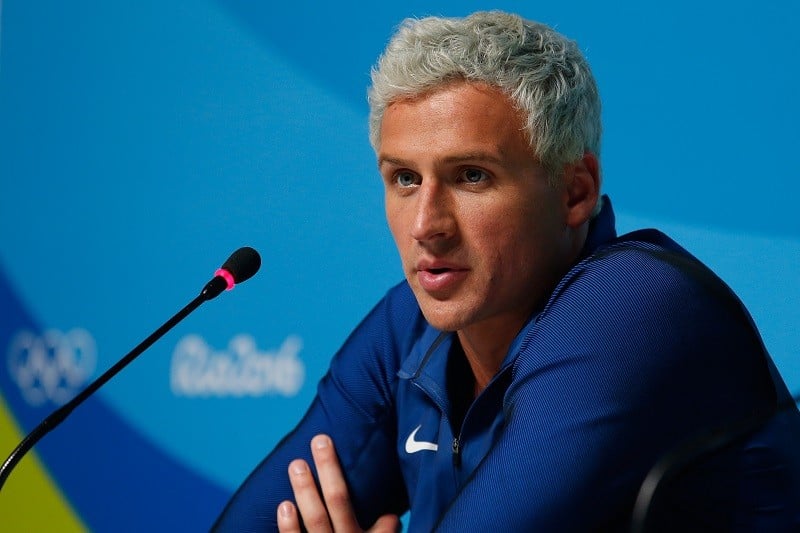 Ryan Lochte of the United States attends a press conference