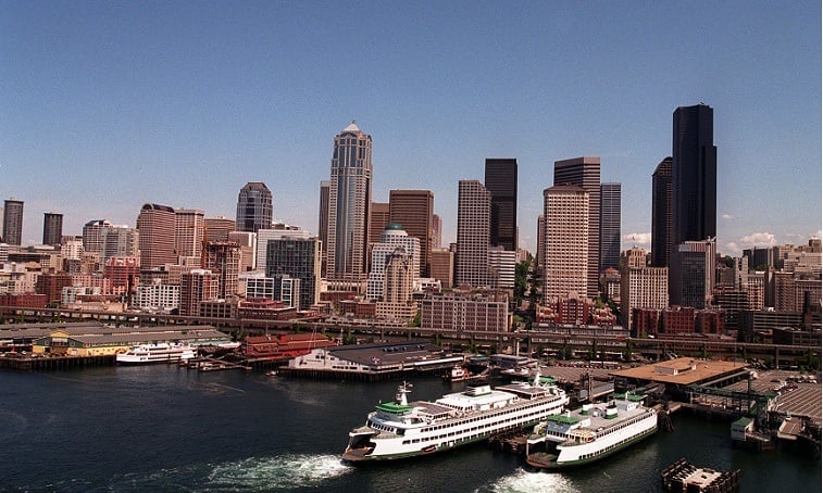 A view of the skyline in Seattle, Washington taken in 2000
