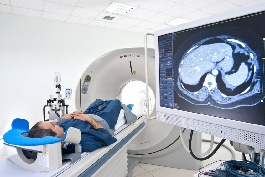 Man in a scanning machine