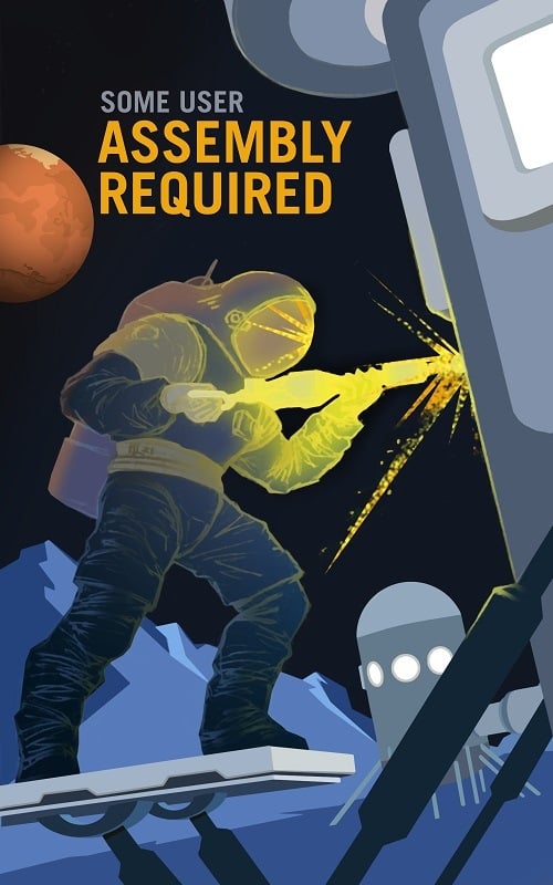 An astronaut repairing a spaceship