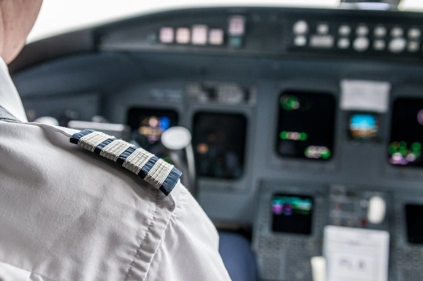 Pilot in cockpit