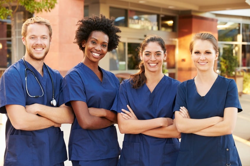 Medical Team Standing Outside Hospital