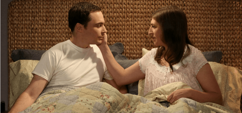 Sheldon and Amy in bed on The Big Bang Theory