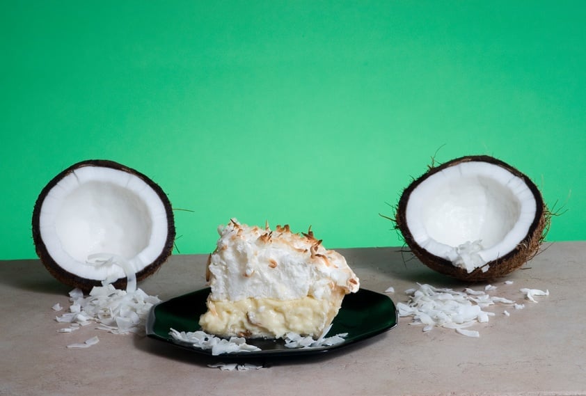 coconut cut into two half pieces