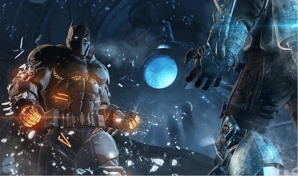Batman in a thermal suit faces off against Mr. Freeze.
