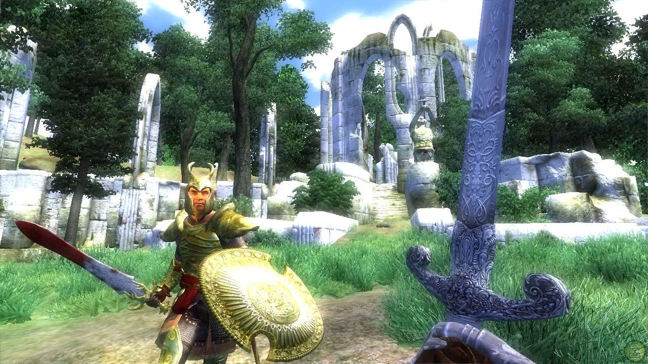 Fighting a knight in Oblivion.