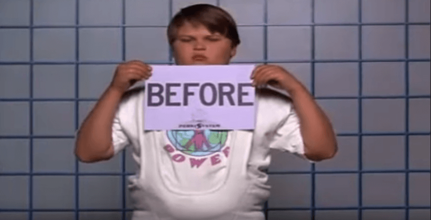 A chubby kid from 'Heavyweights', in which kids aim to lose weight and target their waistline at a young age