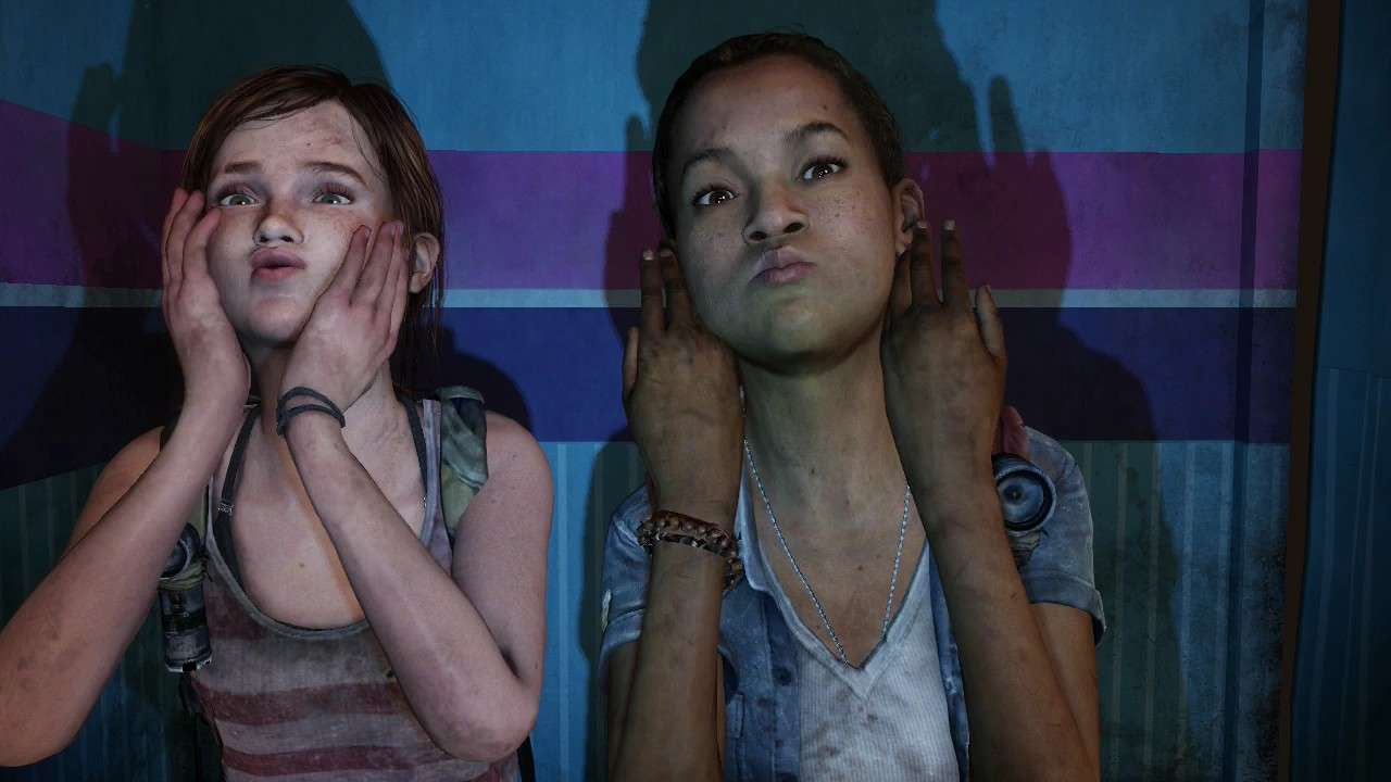 Ellie and Riley goof off.
