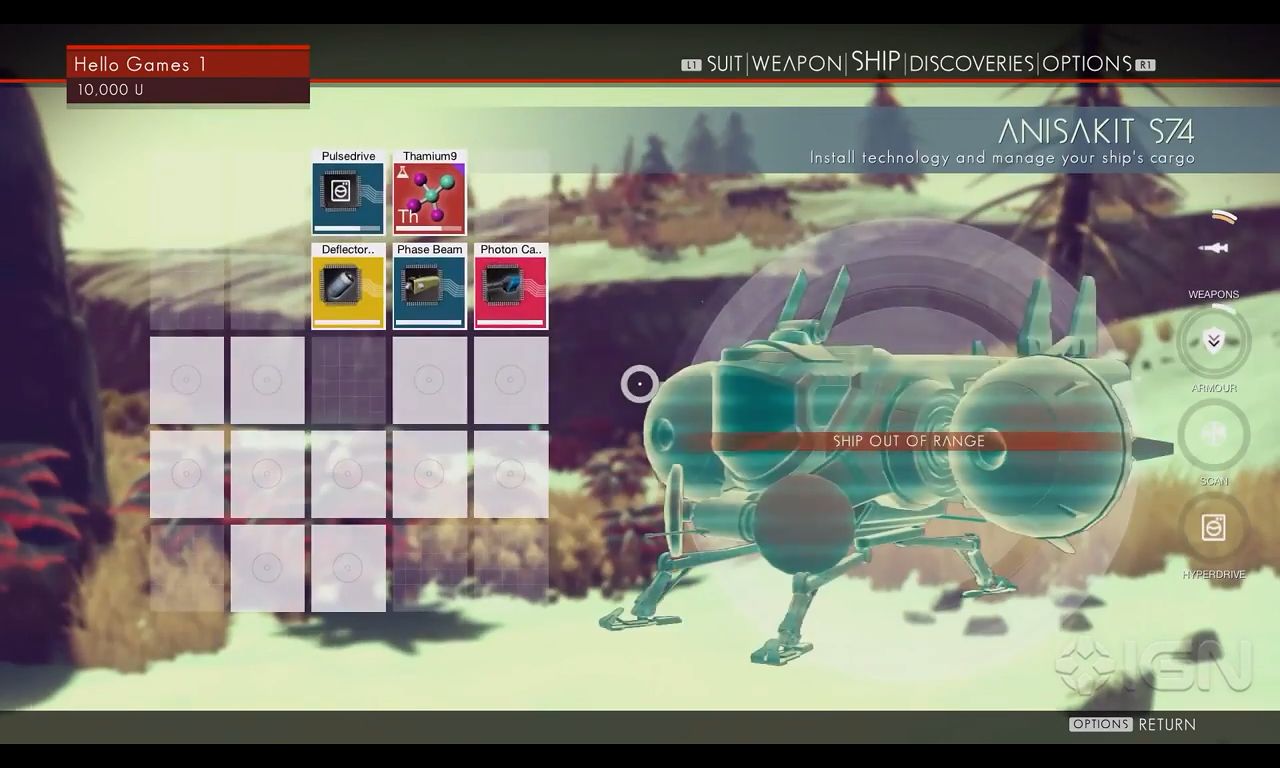 Inventory screen in No Man's Sky.