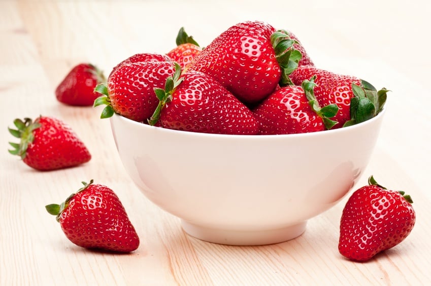 strawberry in the bowl