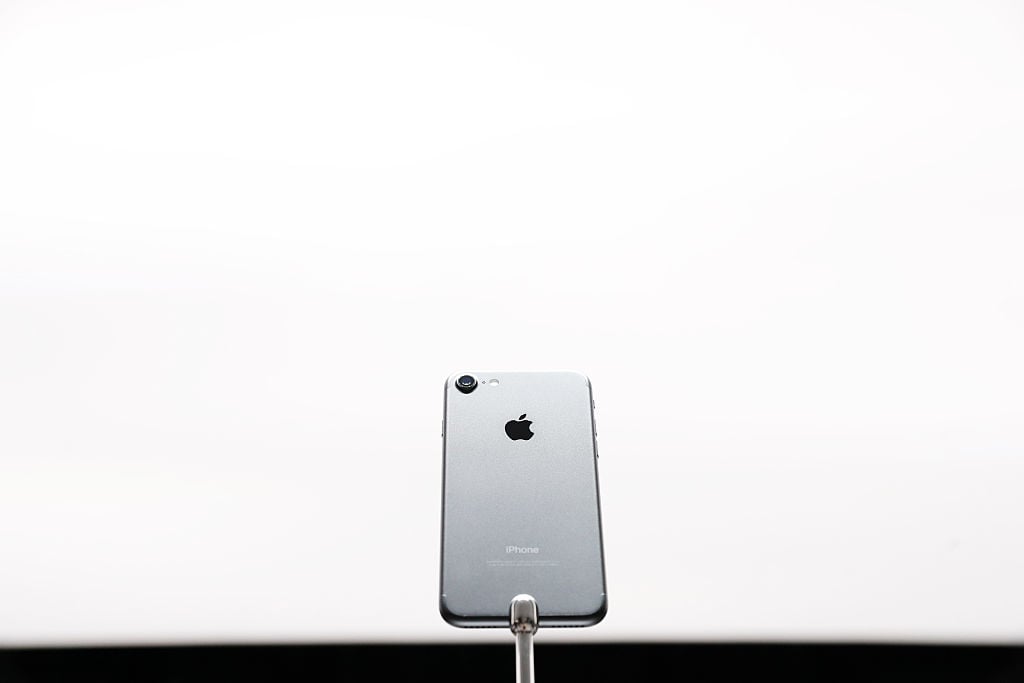 An Apple iPhone 7 is seen during a launch event