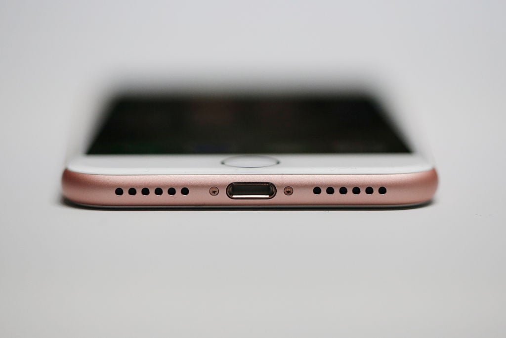 A new Apple iPhone 7 is seen during a launch event
