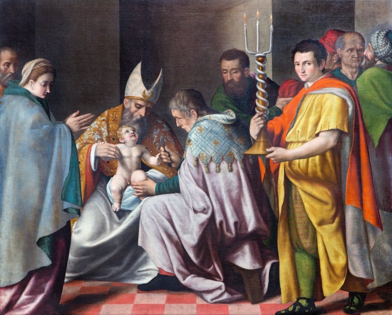 Brescia - The Circumcision of little Jesus paint in church Chiesa del Santissimo Corpo di Cristo