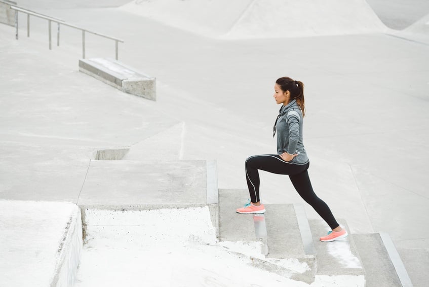 Leg lunges exercise on stairs Leg lunges exercise on stairs