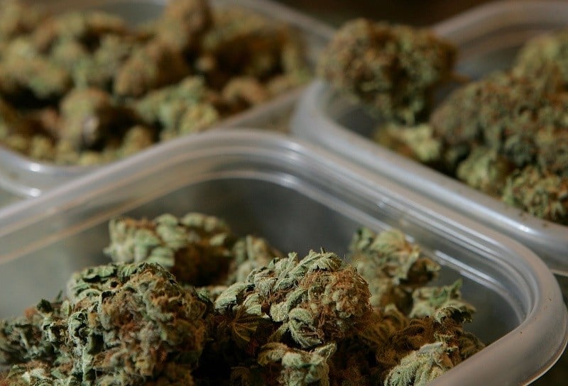 Containers of medical marijuana are seen at the Alternative Herbal Health Services cannabis dispensary in San Francisco