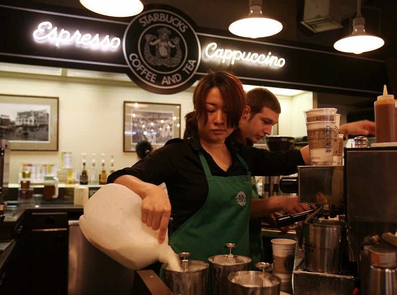 Starbucks employees, many of which could benefit from secure scheduling laws