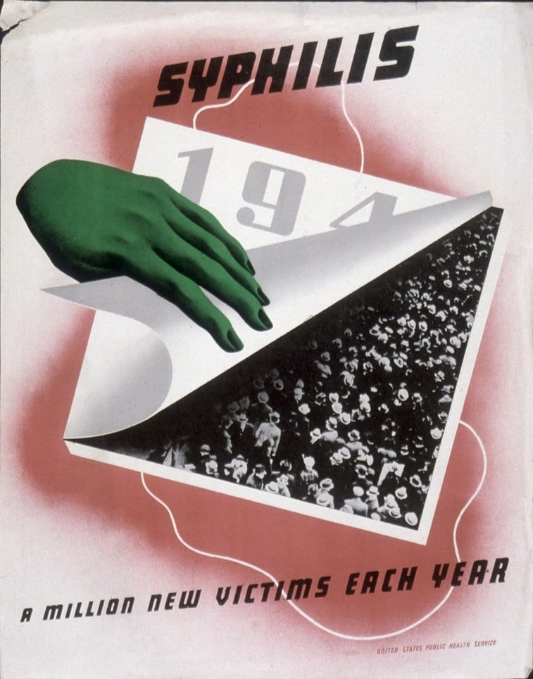A health awareness poster from the 40s warns about Syphilis A health awareness poster from the 40s warns about Syphilis