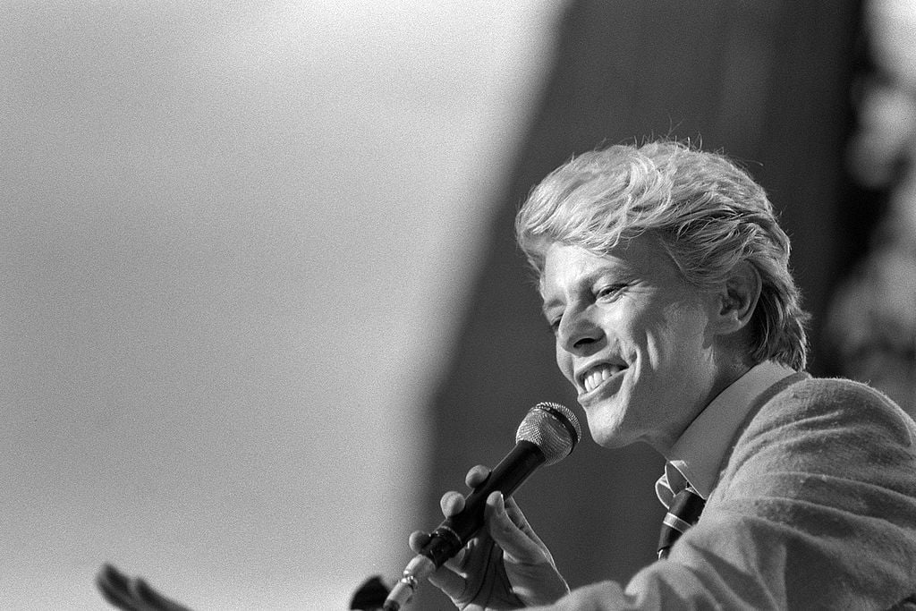 David Bowie performs on stage at the Auteuil's Hippodrome