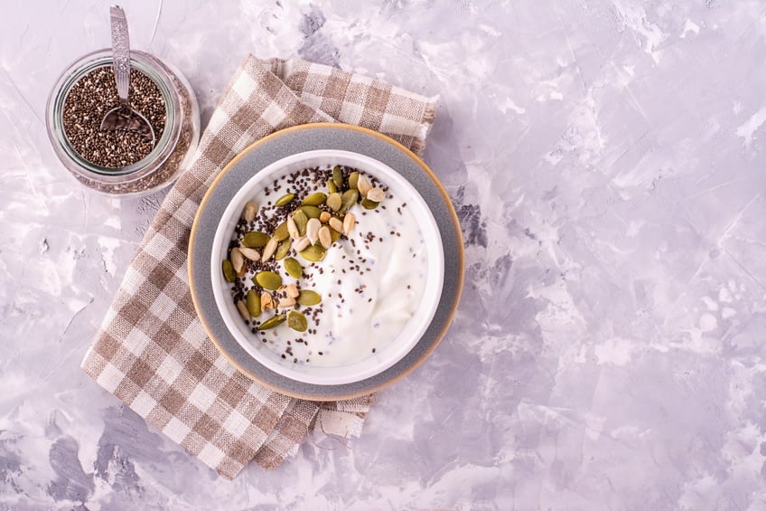 Milk chia pudding on the basis of natural yogurt