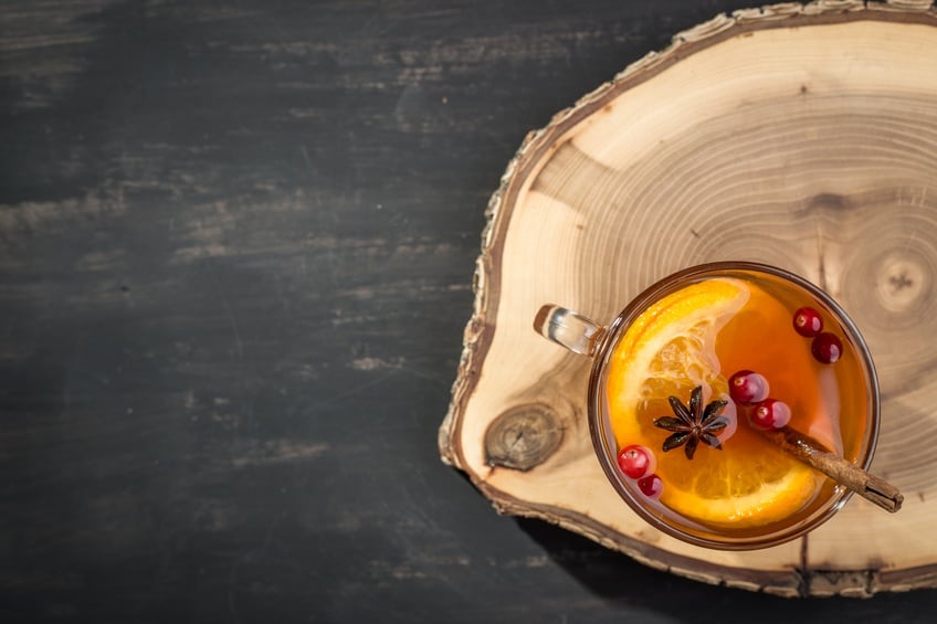 Hot tea with orange and cranberry