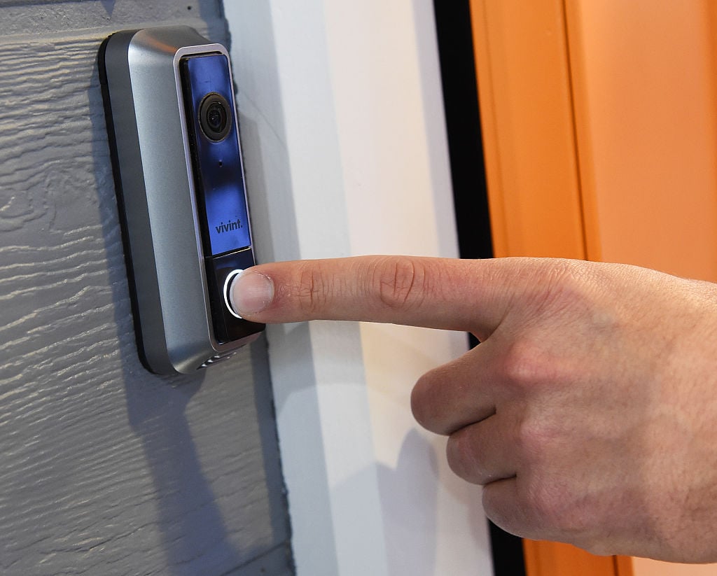 The Vivint Doorbell Camera is displayed at CES 2016