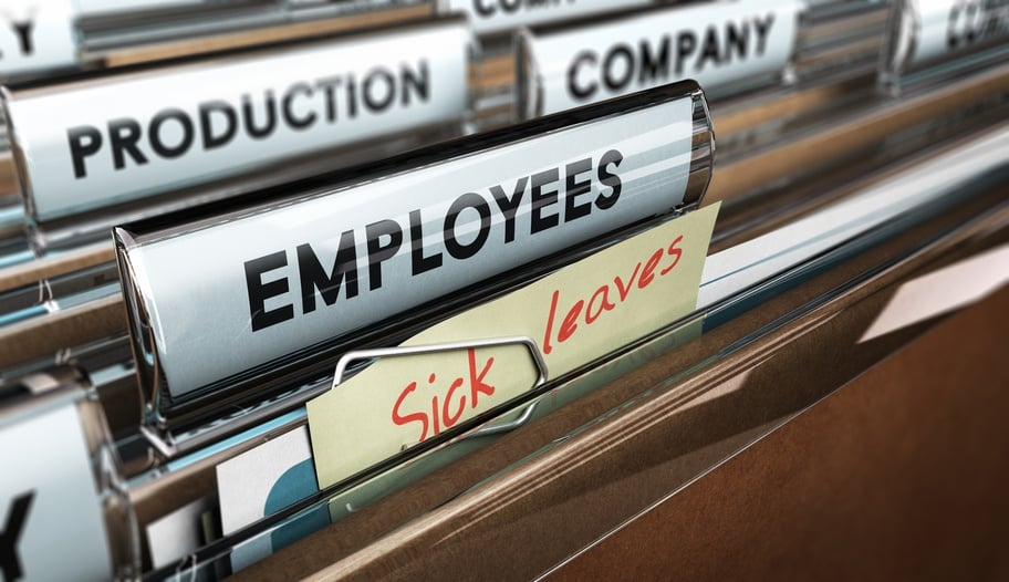 sick days, file tab with the word employees plus a note with the text sick leaves