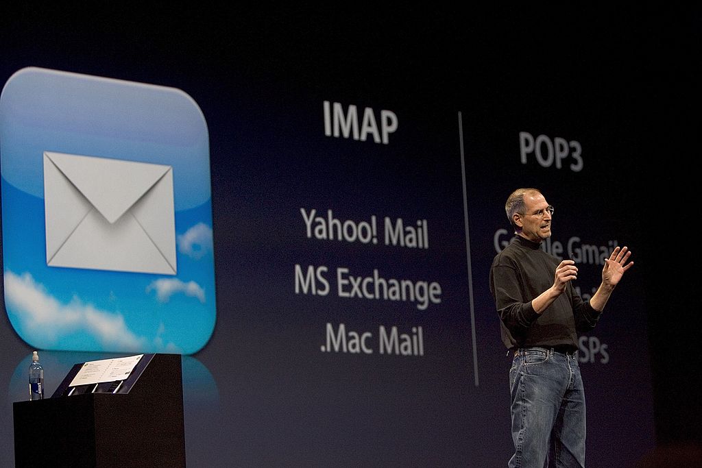 Apple CEO Steve Jobs explains the email features of the first iPhone