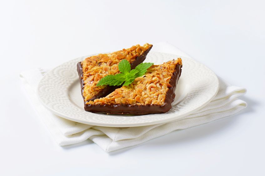 Nut triangles dipped in bittersweet chocolate