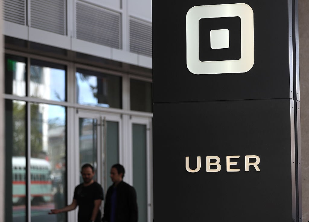 The logo of the ride sharing service Uber