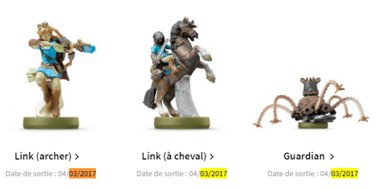 Nintendo France release dates for Amiibos