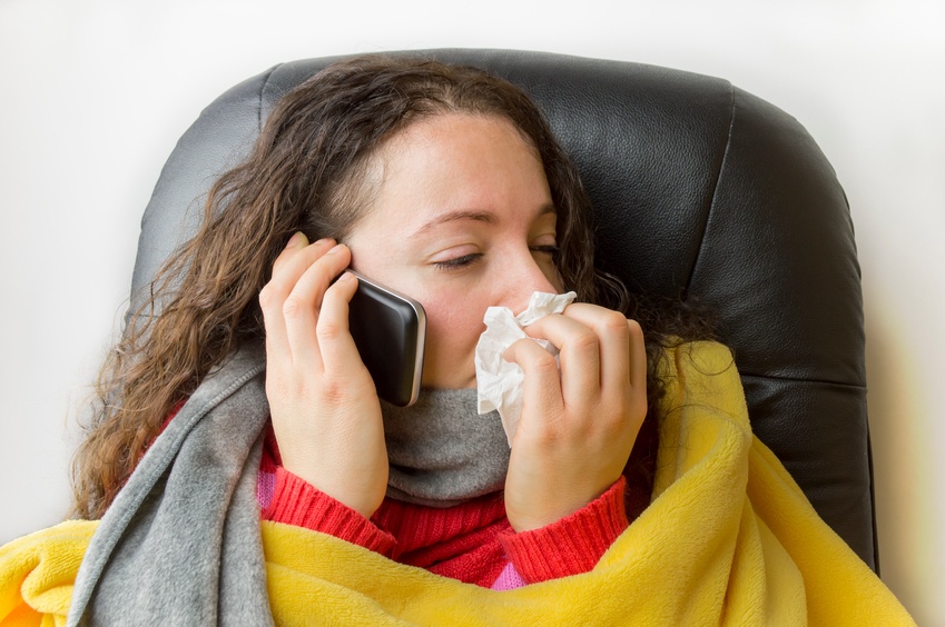 sick woman calling a doctor