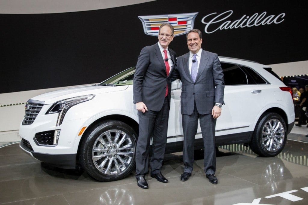 Johan de Nysschen (left) with GM vice president Mark Reuss at the Cadillac XT5 reveal. | Cadillac