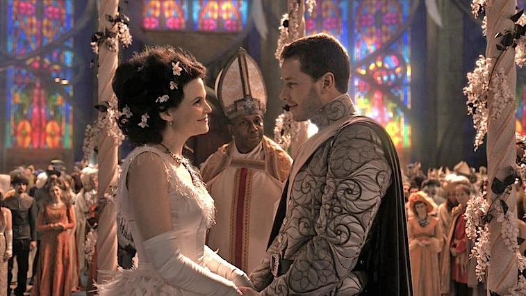 Ginnifer Goodwin and Josh Dallas getting married on Once Upon a Time, in a church in front of a bishop