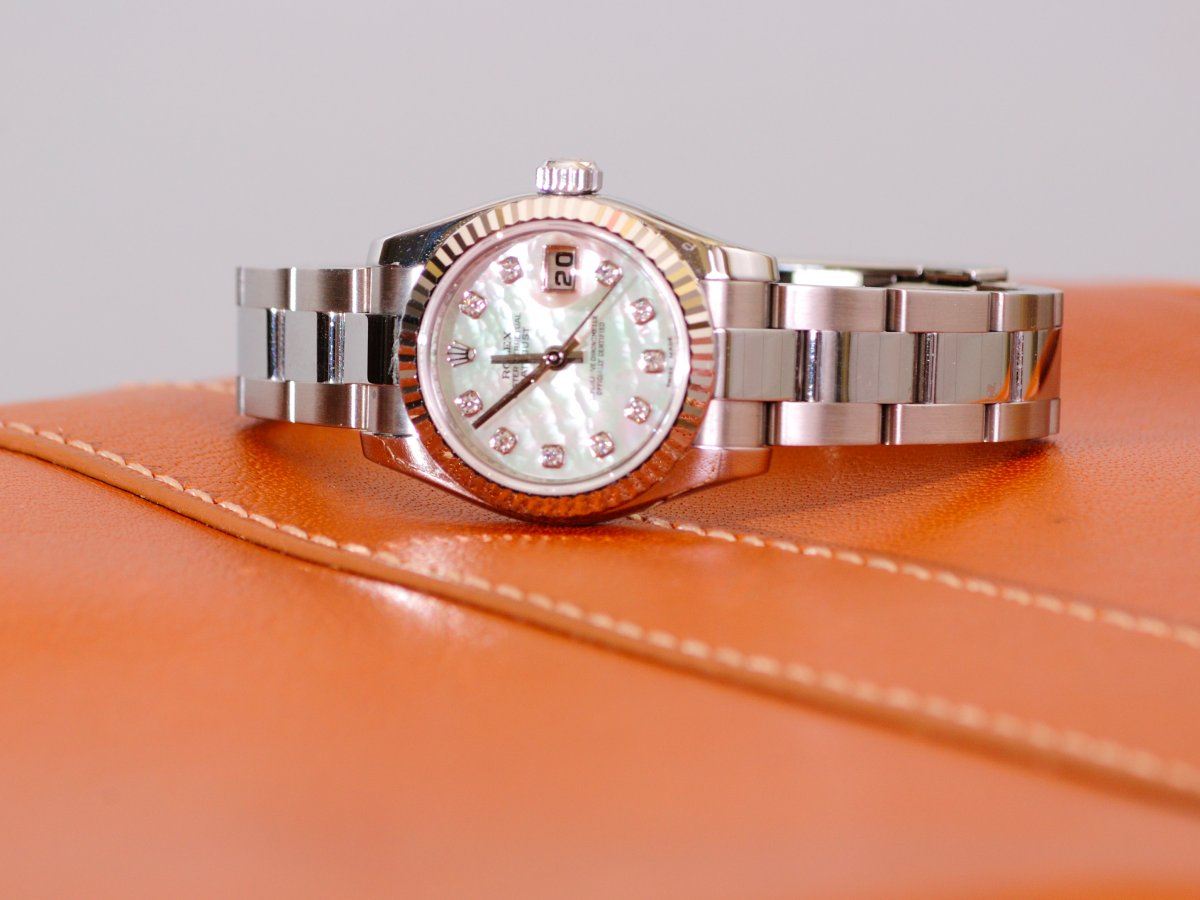 A wristwatch on leather