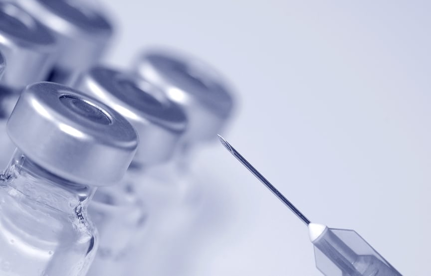 close-up of vaccination phials