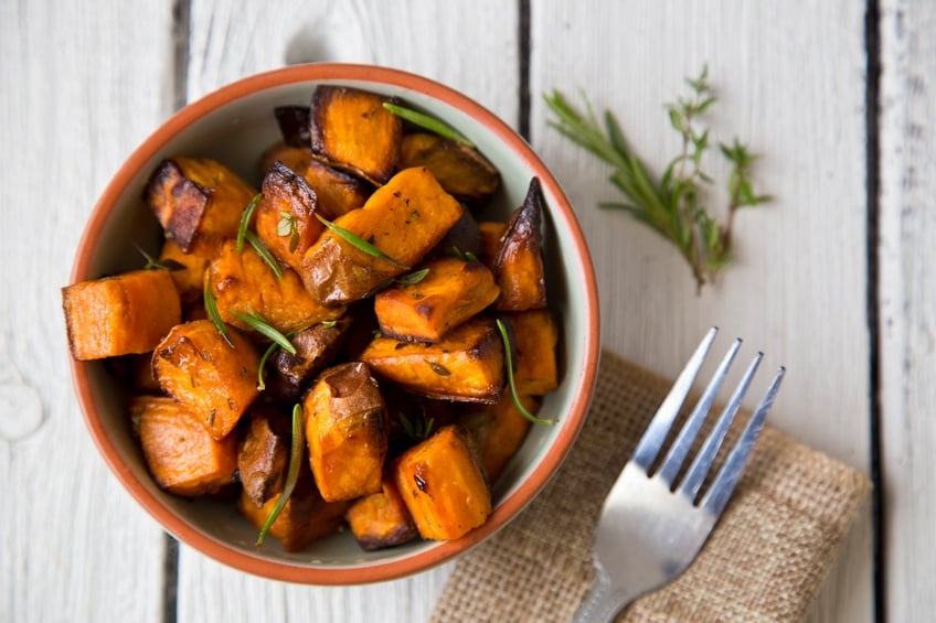 Oven roasted sweet potatoes with thyme