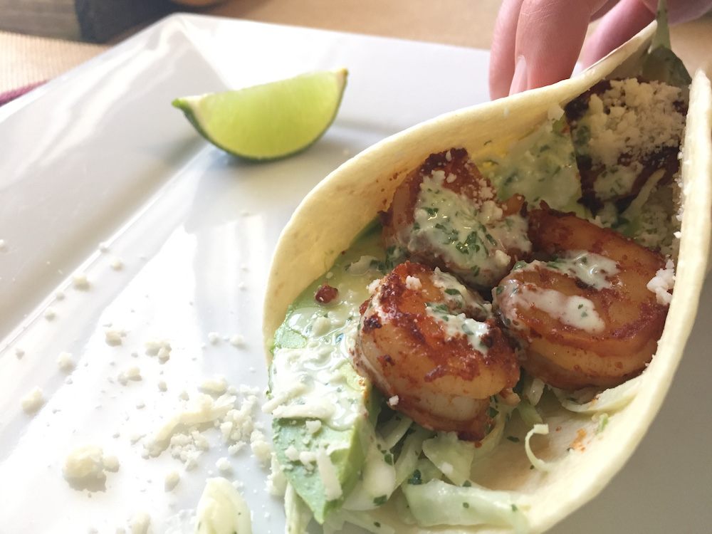 folded shrimp taco