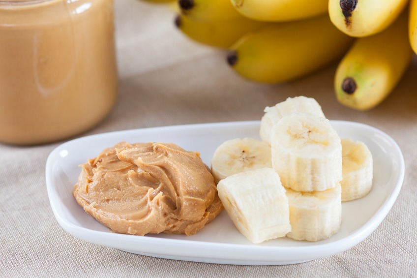 Homemade peanut butter and bananas