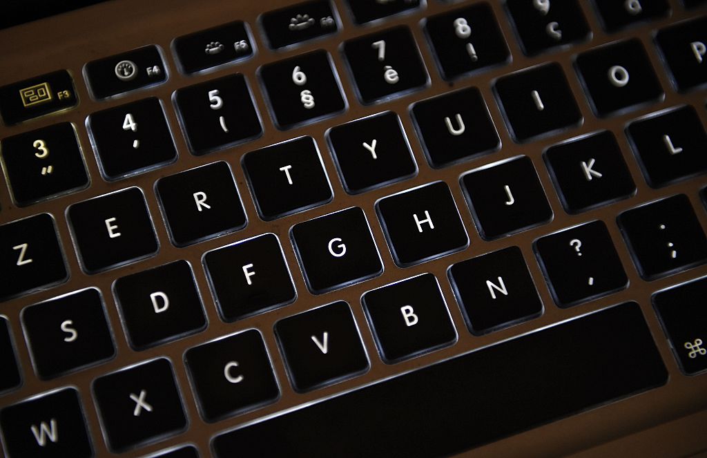 Azerty keyboard of a laptop computer