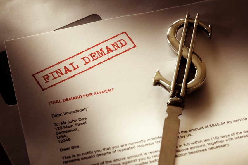 Final demand notice concept for debt