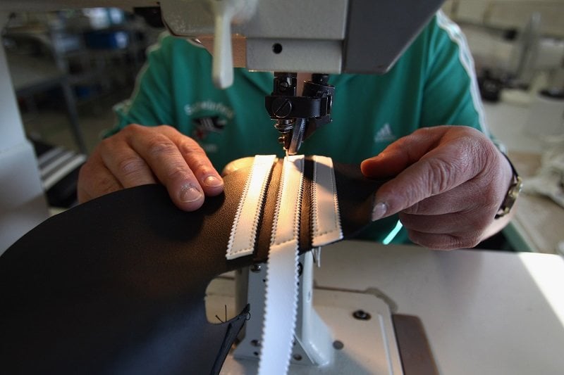 A sewing machine operator at work