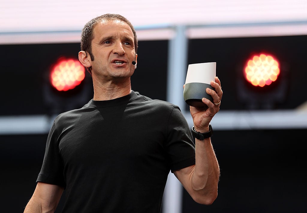 Google Vice President of Product Management Mario Queiroz shows the new Google Home