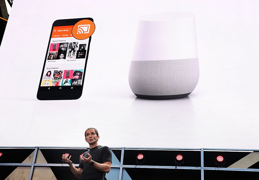 Mario Queiroz shows the new Google Home