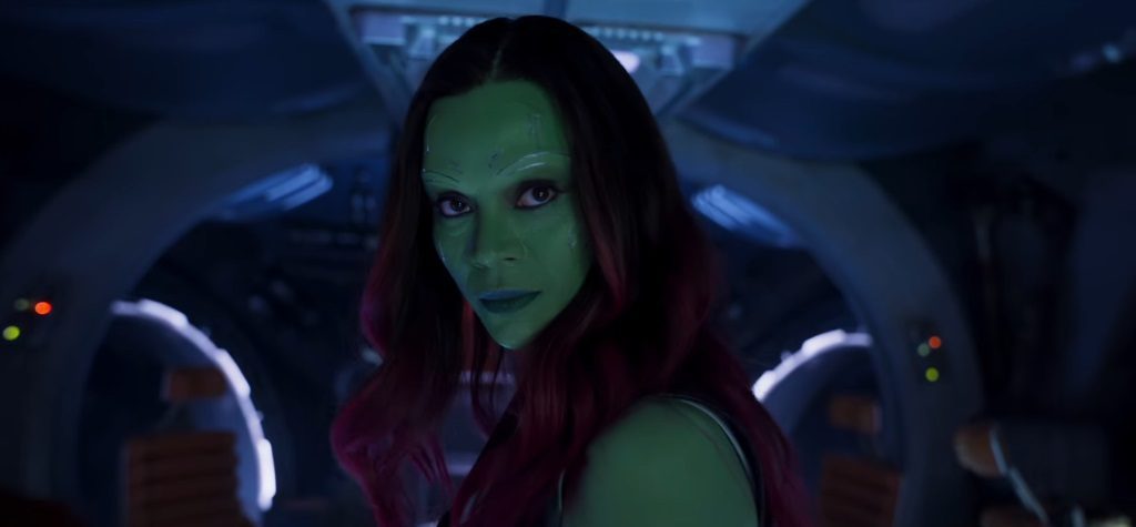 Close up of Gamora in Guardians of the Galaxy Vol. 2.