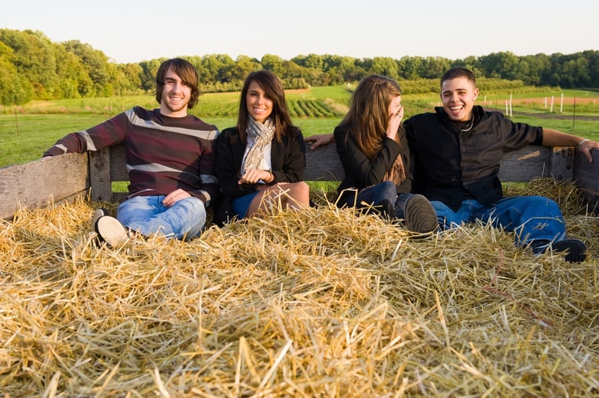 Young couples enjoying countryside