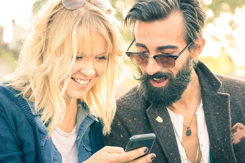 Couple with smart phone