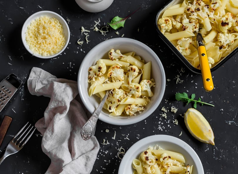 Pasta with roasted cauliflower, fall vegetable recipes